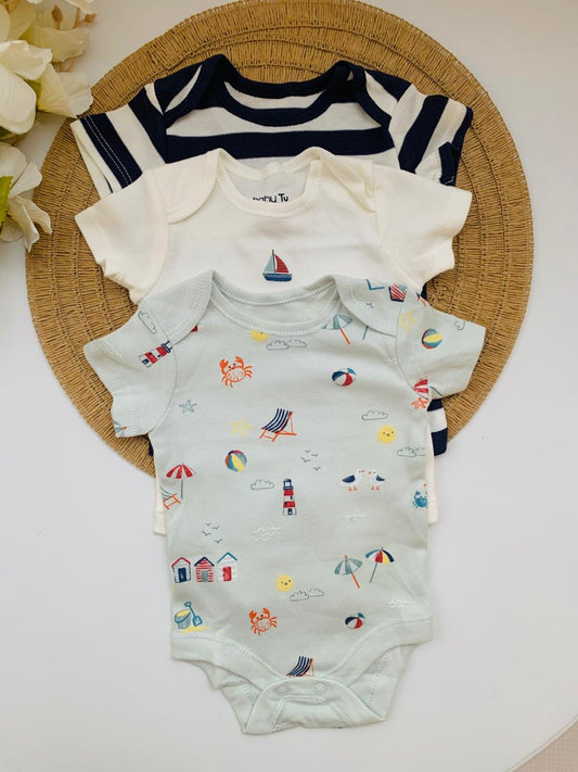 Tu Clothing Pack of 3 Seaside Bodysuits