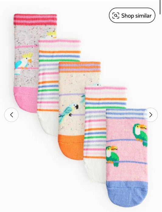Tu Clothing Pack of 5 Tropical Birds Print Socks