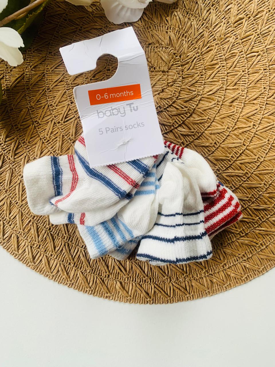 Tu Clothing Pack of 5 Nautical stripe Ankle Socks