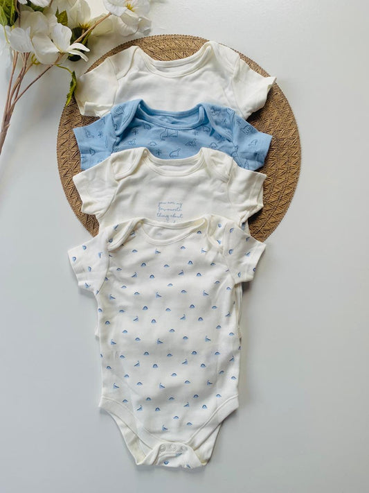 George Pack of 4 Dino Print Half Sleeve Bodysuits