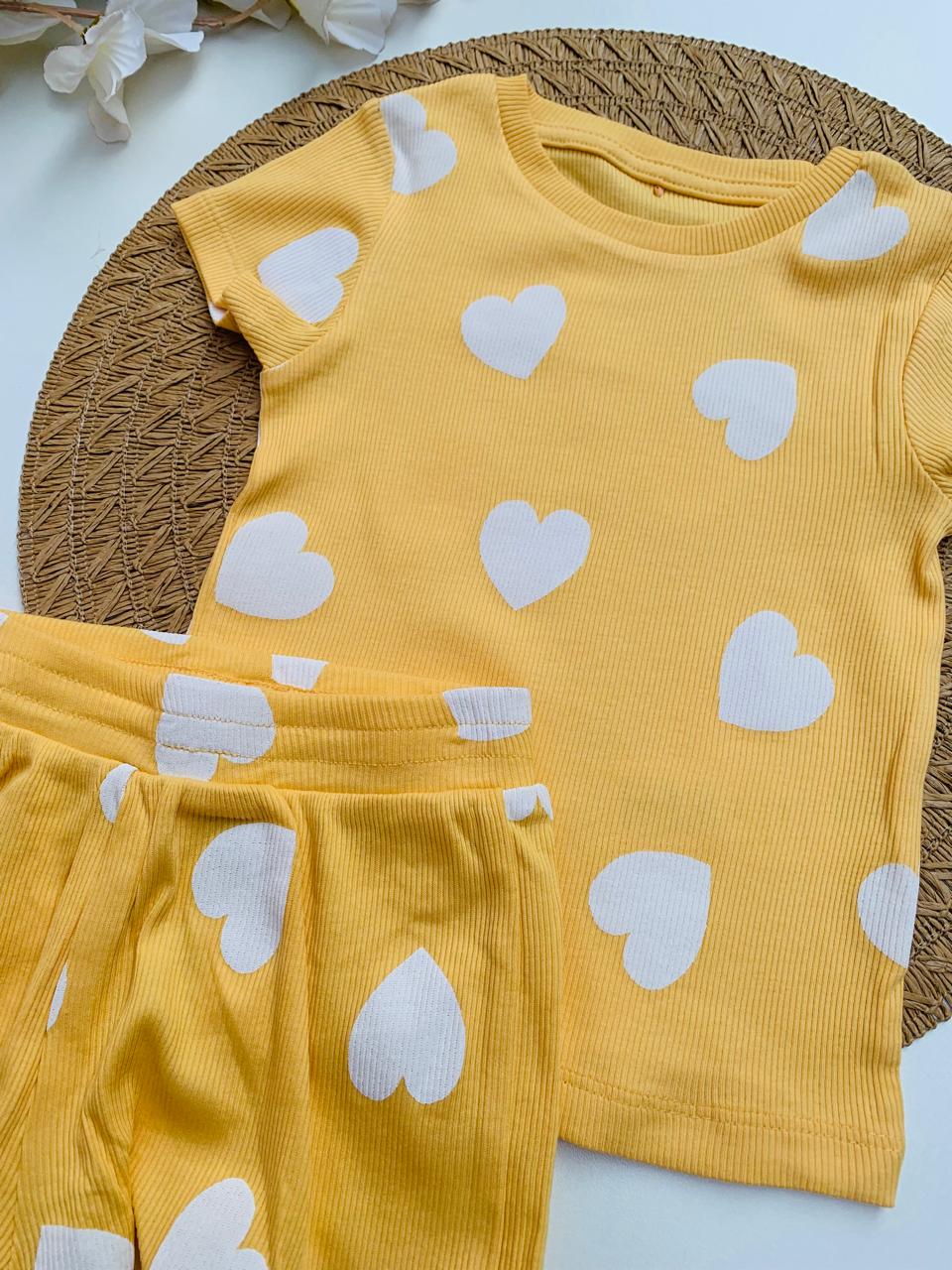 George Hearts Print Shirt & Shorts Set