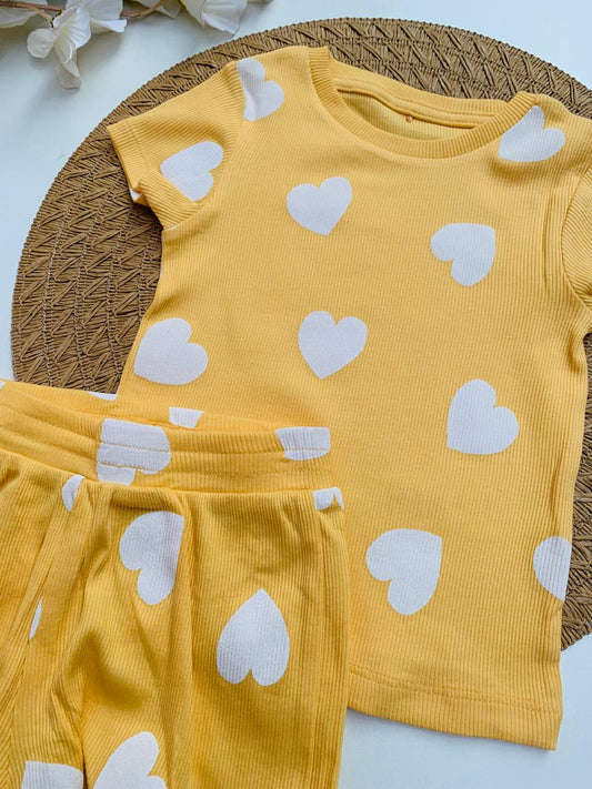 George Hearts Print Shirt & Shorts Set