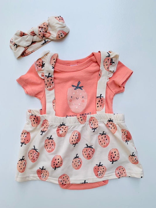 3pc Strawberry Frock Set