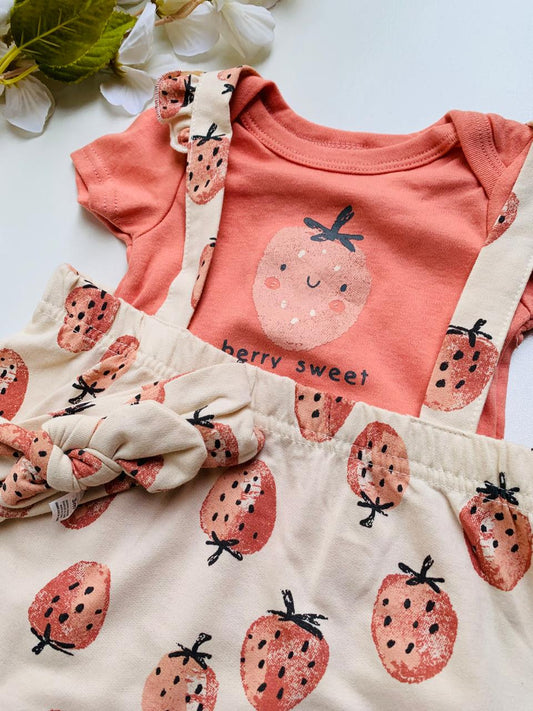 3pc Strawberry Frock Set