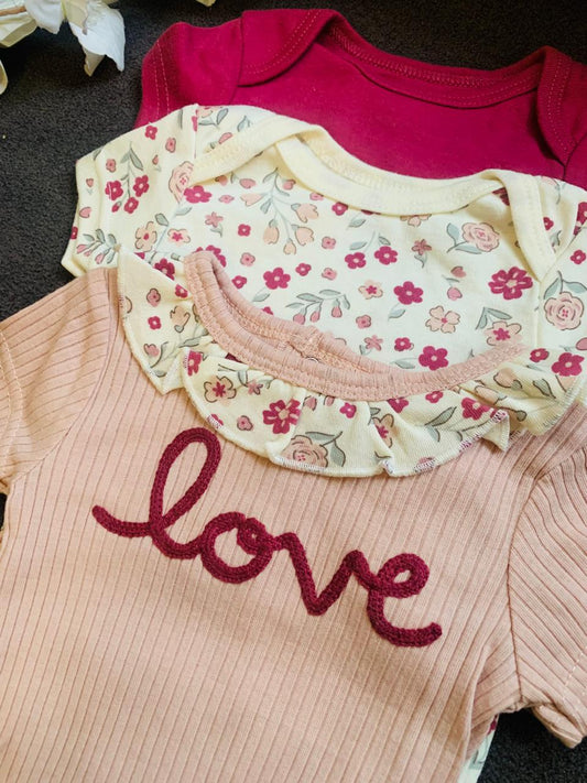 “LOVE” Pack of 3 Bodysuits