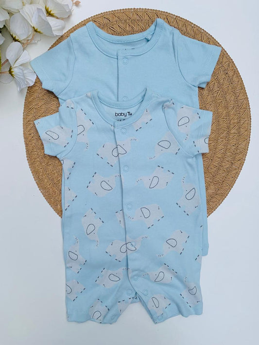 Tu Clothing Pack of 2 Elephants Print Rompers
