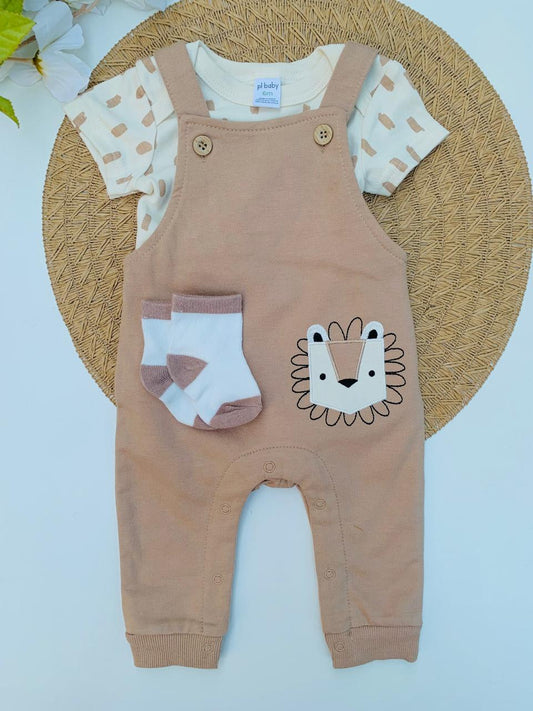 Lion Dungaree with Matching Socks