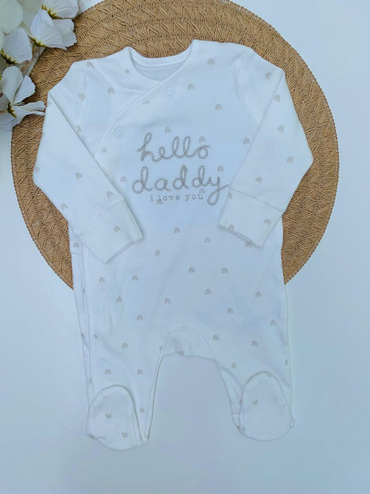 George Embroidered "Hello Daddy" Sleepsuit