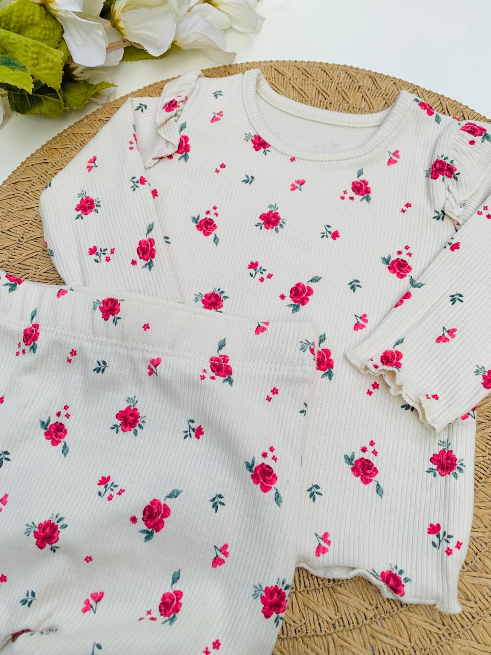 George Floral Ribbed Shirt & Trouser Set