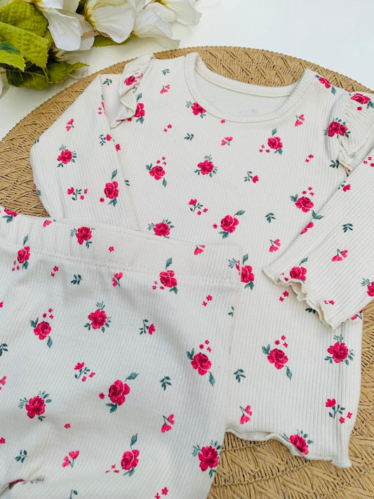 George Floral Ribbed Shirt & Trouser Set