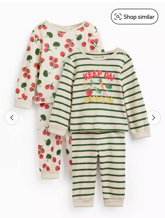 Tu Clothing Pack of 2 "Keep on Growing" Pyjamas Set