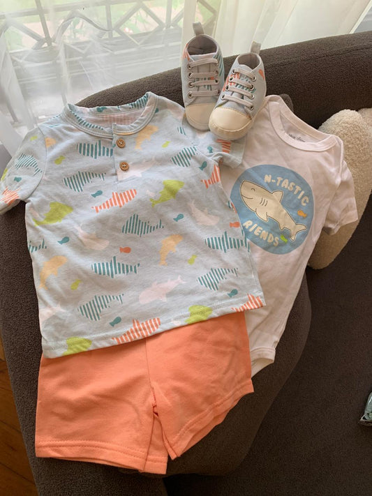 Sharks 4Pc Set with Matching Booties