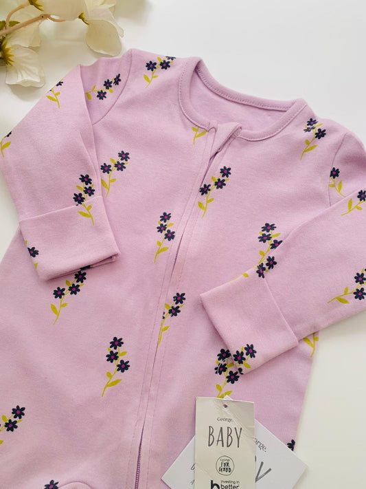 George Flower Print Sleepsuit