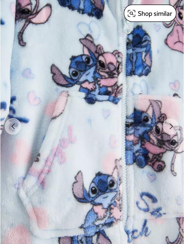 TU Clothing Diseny Stitch Print Fleece All In One