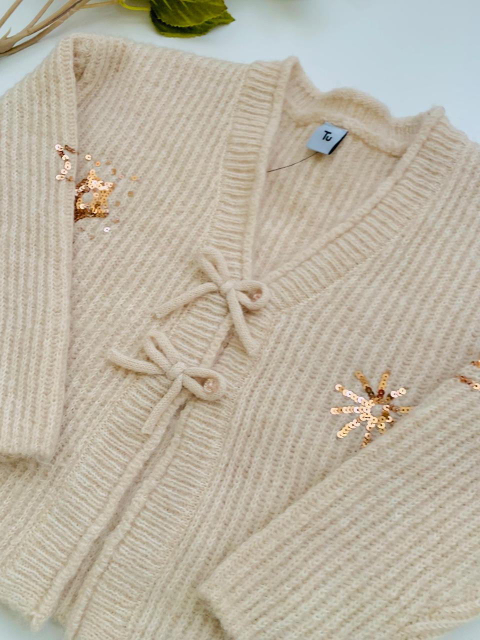 TU Clothing Bow Print Knitted Sweater