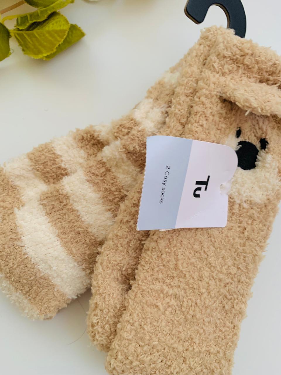 TU Clothing Bear and Striped Print Pack of 2 socks