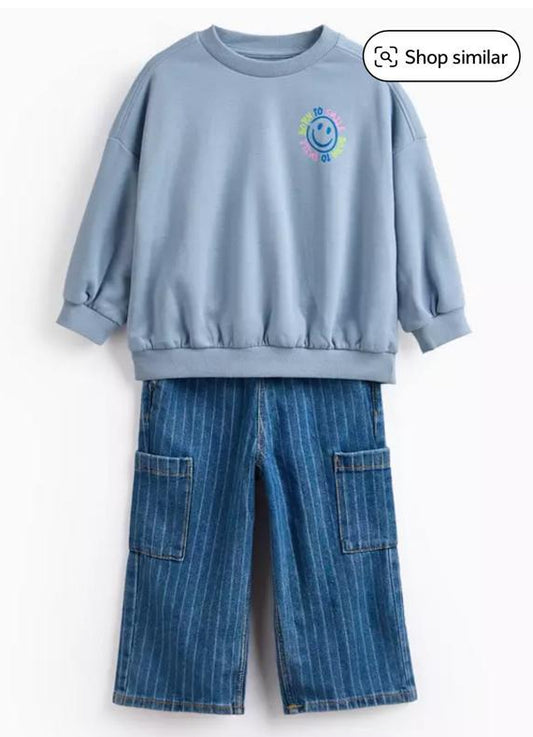TU Clothing "Born To Smile" Sweat Shirt and Denim Pants Set