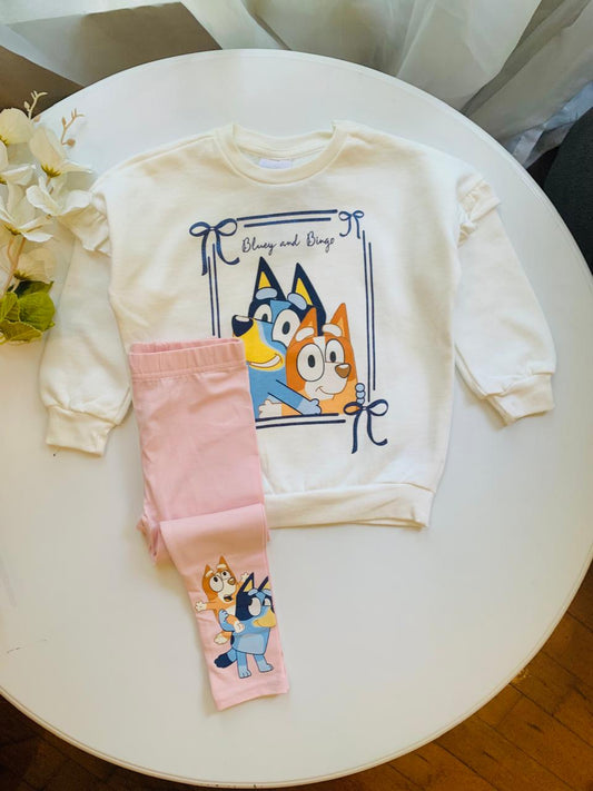 George "Bluey and Bingo" Sweat Shirt with Tights Set
