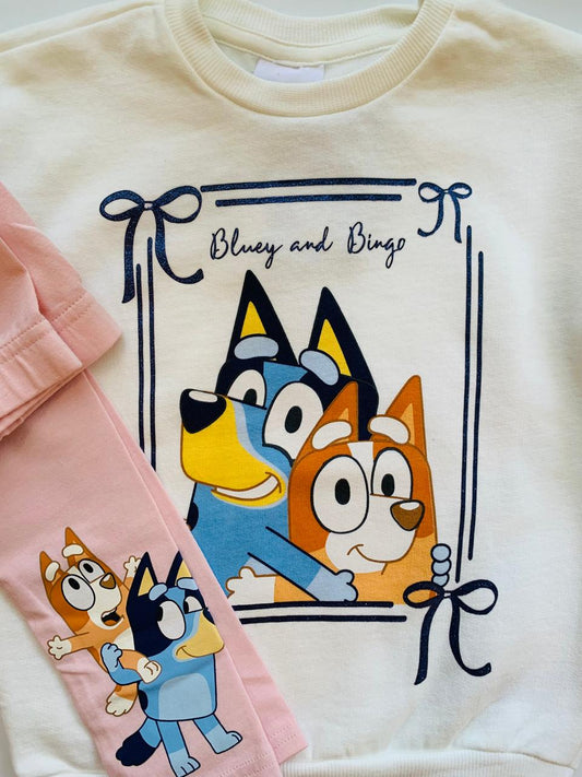 George "Bluey and Bingo" Sweat Shirt with Tights Set