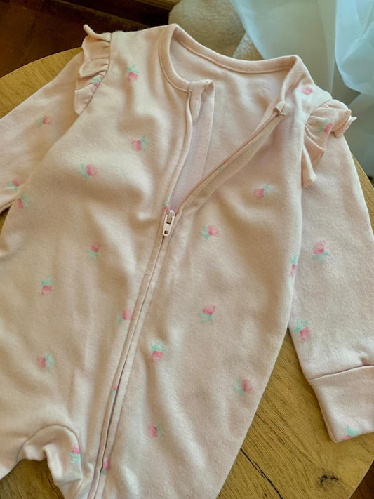 George Flower print Frill Sleepsuit