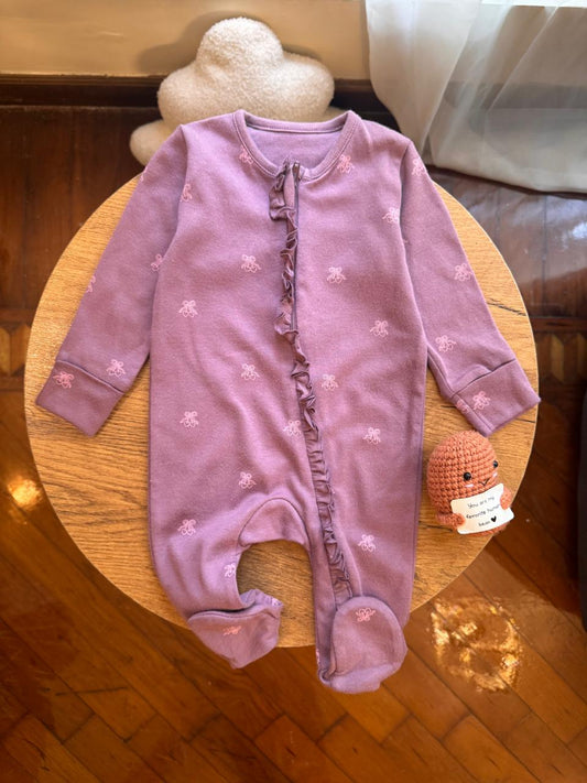 George Bow print Zipped Sleepsuit