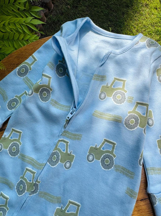 George Tractors print Sleepsuit