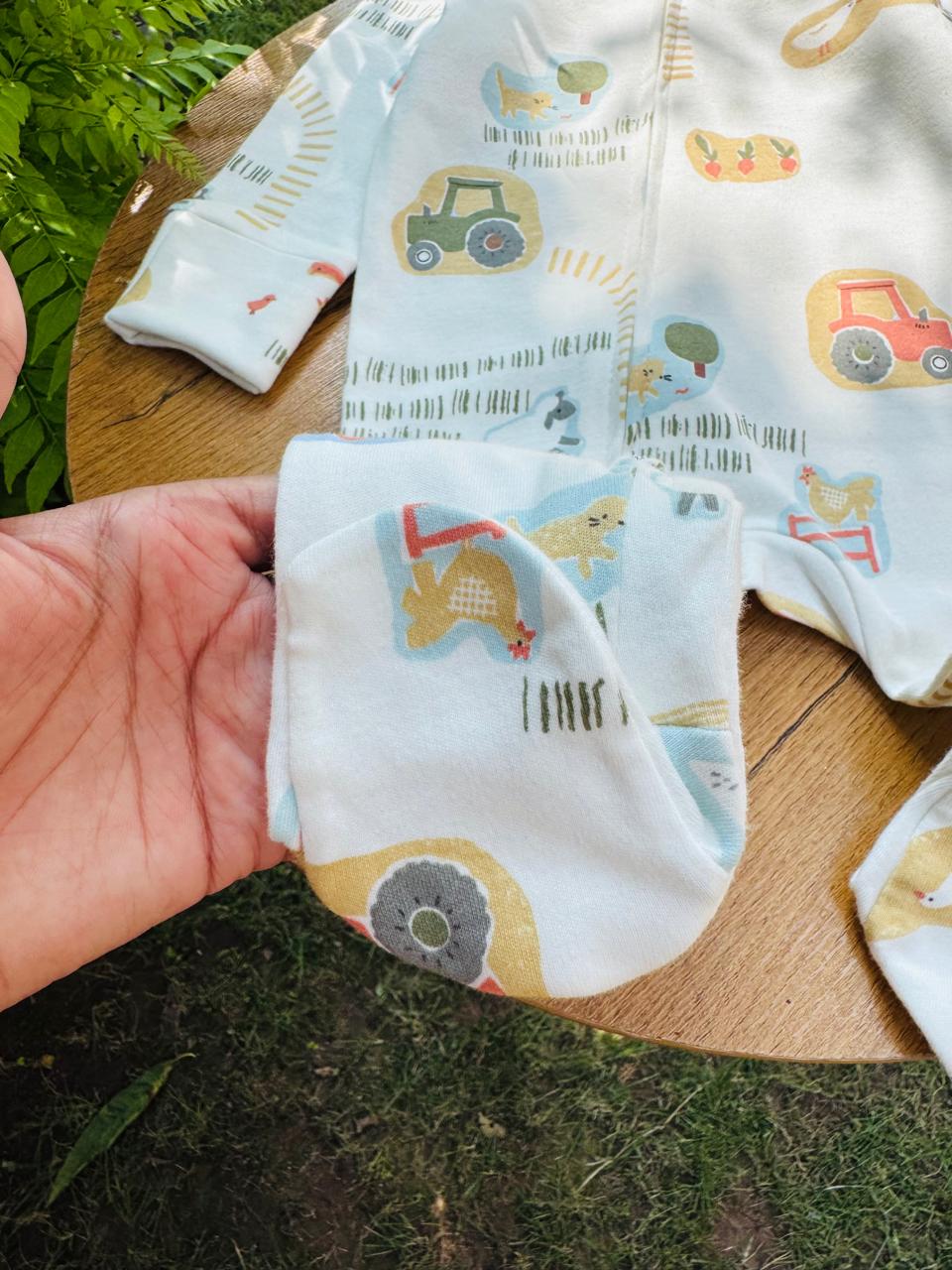 George Farmyard story print Sleepsuit