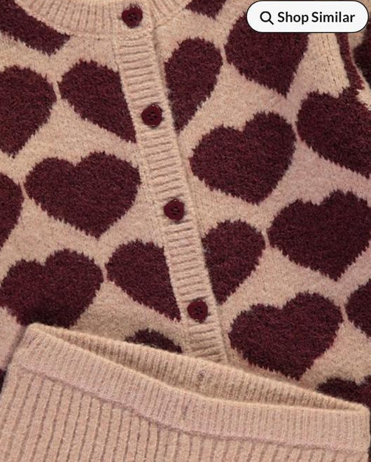 George Heart print Knitted Cardigan & Trousers Set
