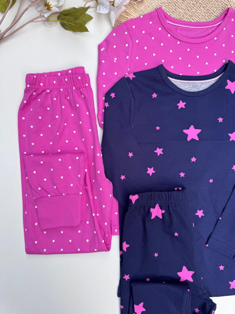George Pack of 2 Stars & Dots print Pyjamas Set