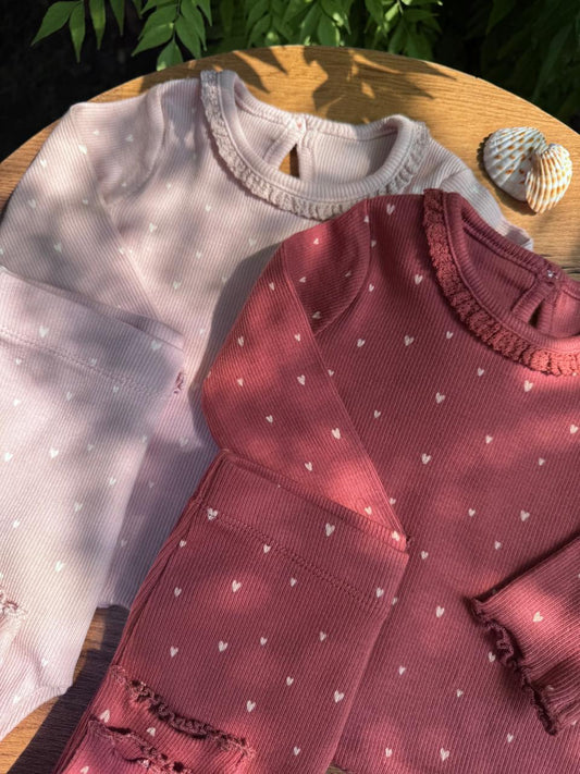 George Pack of 2 Hearts print Ribbed Pyjamas Set