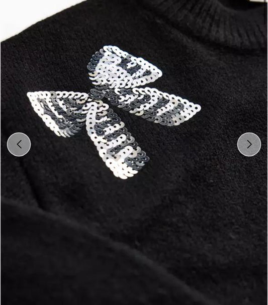 Tu Clothing Knitted Sequin Bow Sweater