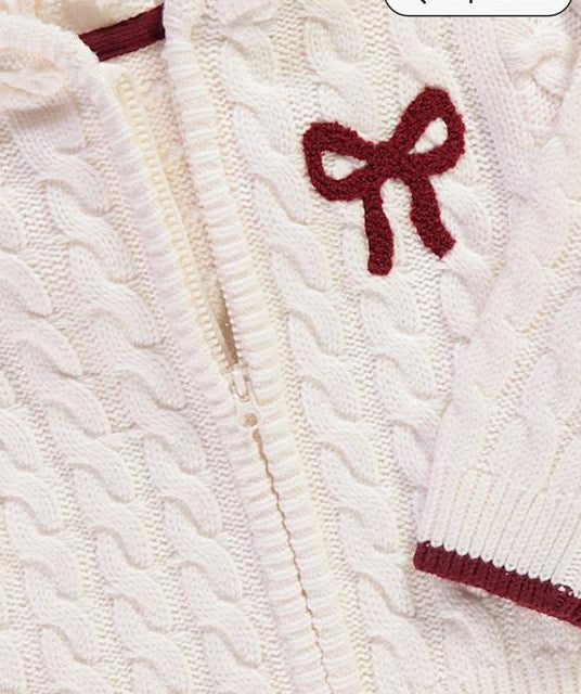 George Bow Knitted Hoodie Zip Up Cardigan