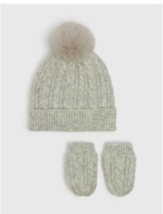 Matalan Knitted Cap & Mitten Set