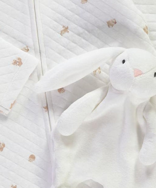 George Quiltted Sleepsuit with Bunny Toy