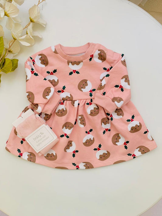 Tu Clothing Sweatshirt Dress & Tights Set