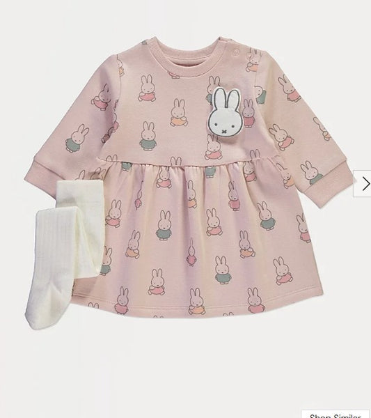 George Miffy print Sweatshirt Dress & Tights Outfit