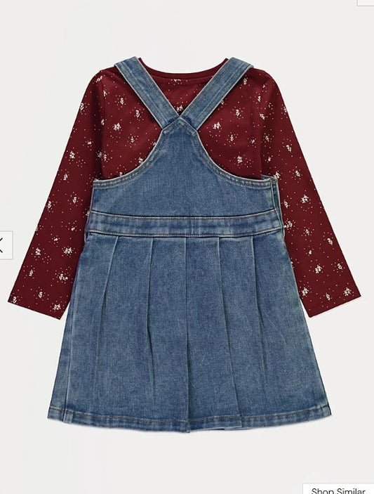 George Floral Top & Denim Painafore Dress