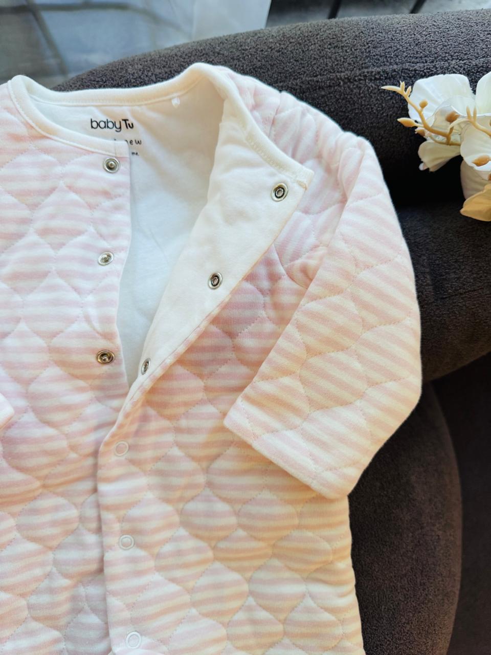 Tu Clothing Stripes print Quilted Sleepsuit