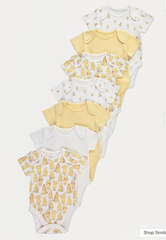 George pack of 7 Disney Winnie the Pooh Bodysuits