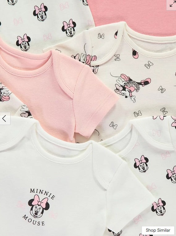 George pack of 7 Disney Minnie Mouse Short Sleeve Bodysuits