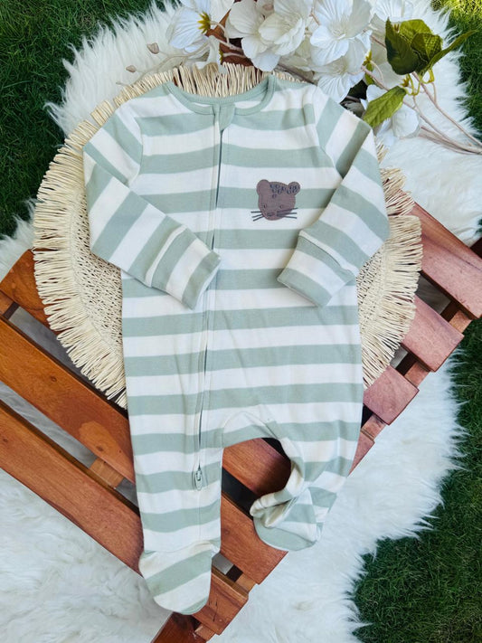 George Embrioded Panther Face Sleepsuit