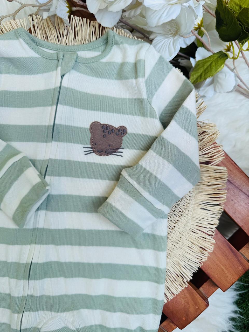George Embrioded Panther Face Sleepsuit