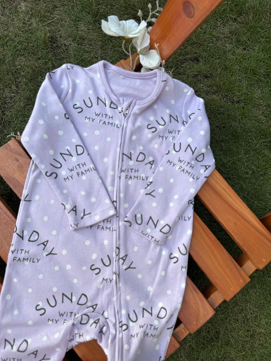George “Sunday with my family“ Zipped Sleepsuit