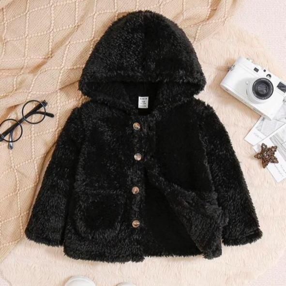 SHEIN Sherpa Black Hooded Jacket