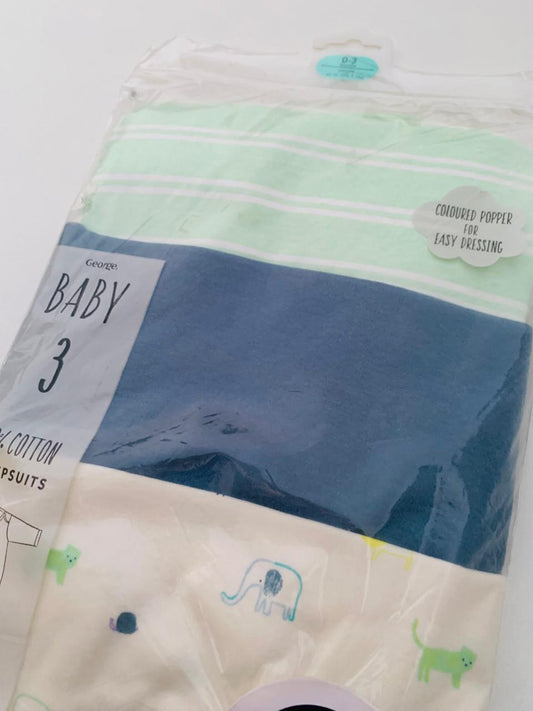 George Pack of 3 Sleepsuits