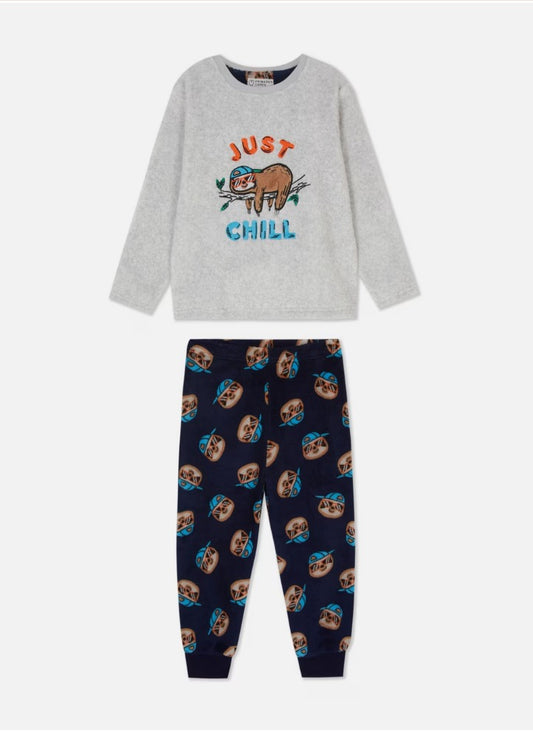 Primark "Just Chill" Fleeced Shirt & Trouser Set