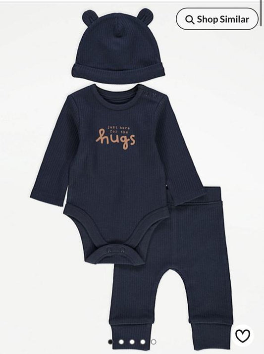 George "Just here for the Hugs" Bodysuit Cap & Trouser Set