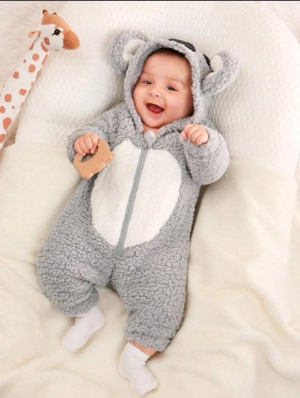 SHEIN Sherpa Koala Zipped Pramsuit
