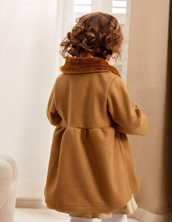 Shein Brown Thick Fleeced Collar Woolen Coat