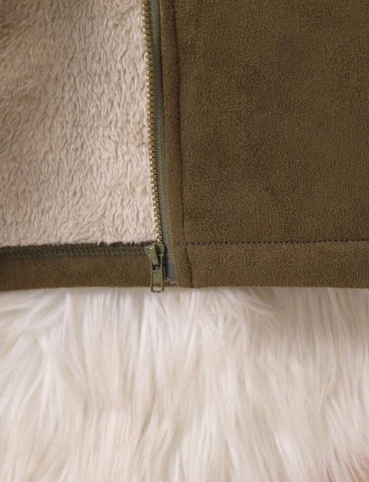 Shein Thermal Lined Thicken Faux Fur Zipped Jacket